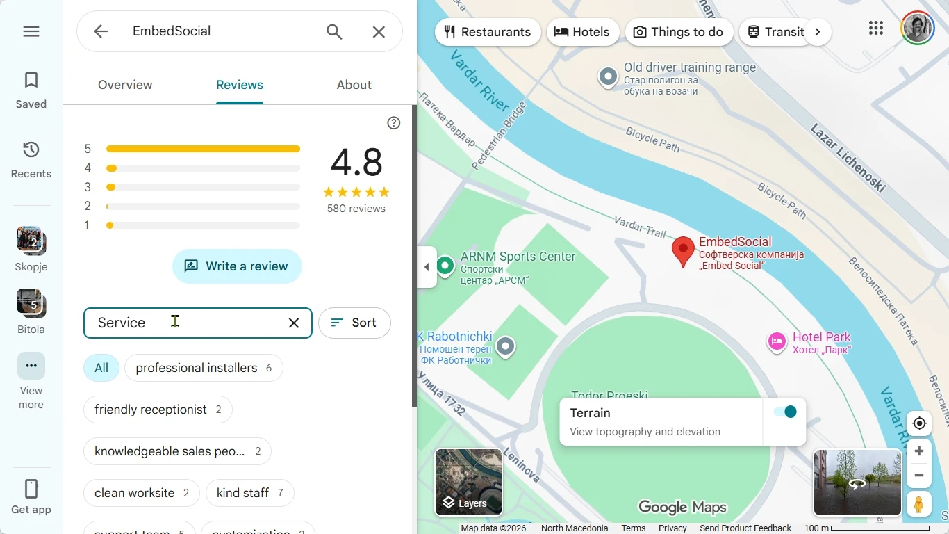 search reviews keyword google maps
